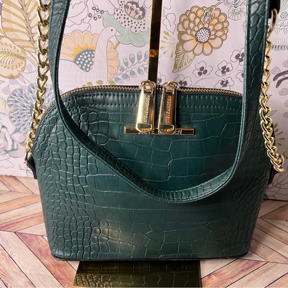Steve Madden Green Crocodile Chain Strap Bag
